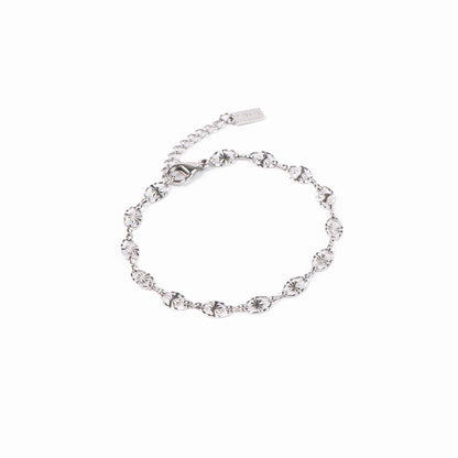 Bracelet acier inoxydable chaîne mailles ovales facettées avec coeurs - Mariana 1