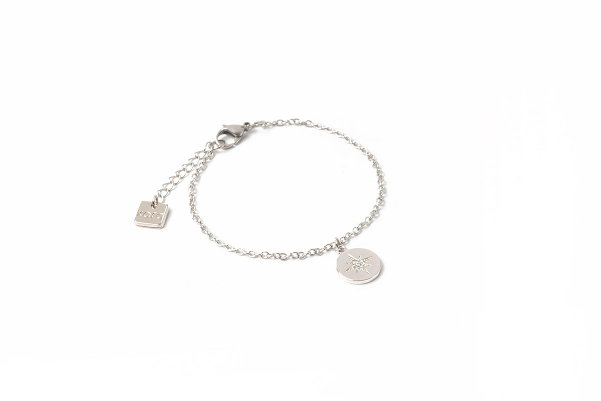 Bracelet Millie 3 acier inoxydable et médaillon boussole plaqué rhodium
