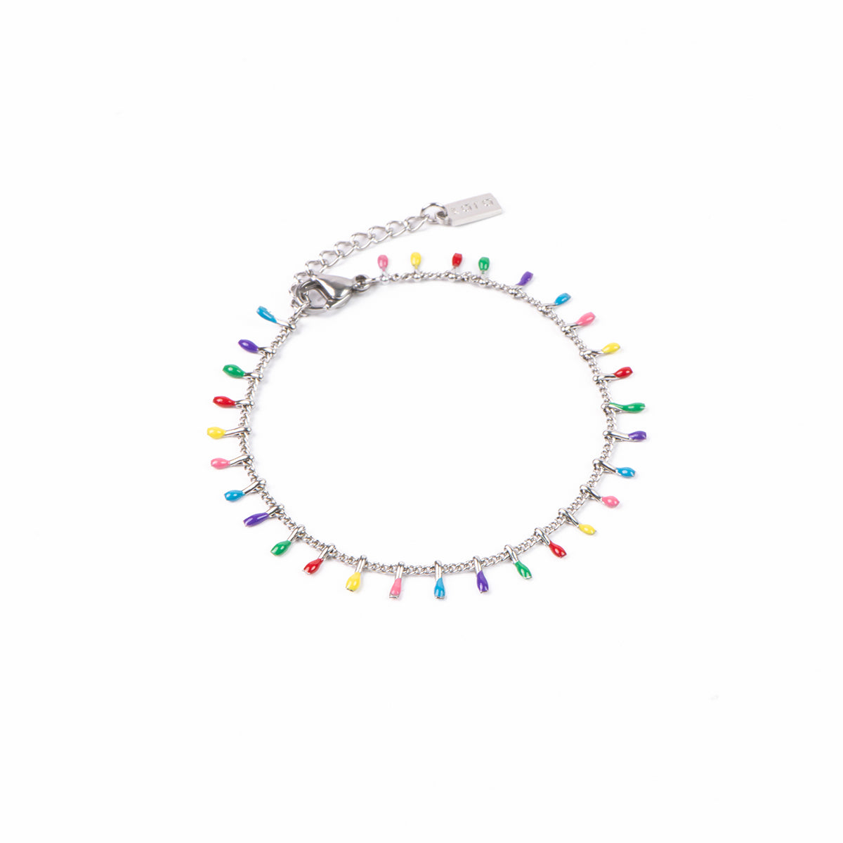 Bracelet délicat acier inoxydable avec gouttes colorées multicolores - Sabrina 1