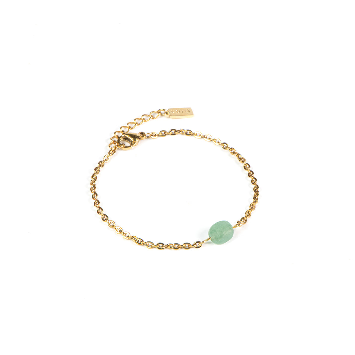 Bracelet acier inoxydable or avec pierre aventurine verte - Simone 2