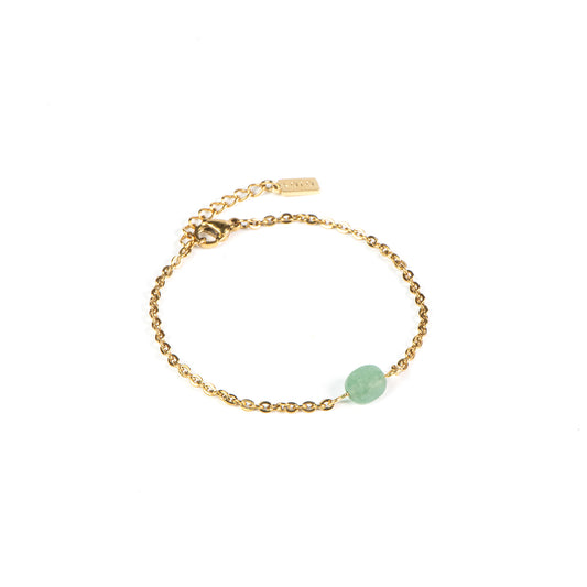 Bracelet acier inoxydable or avec pierre aventurine verte - Simone 2