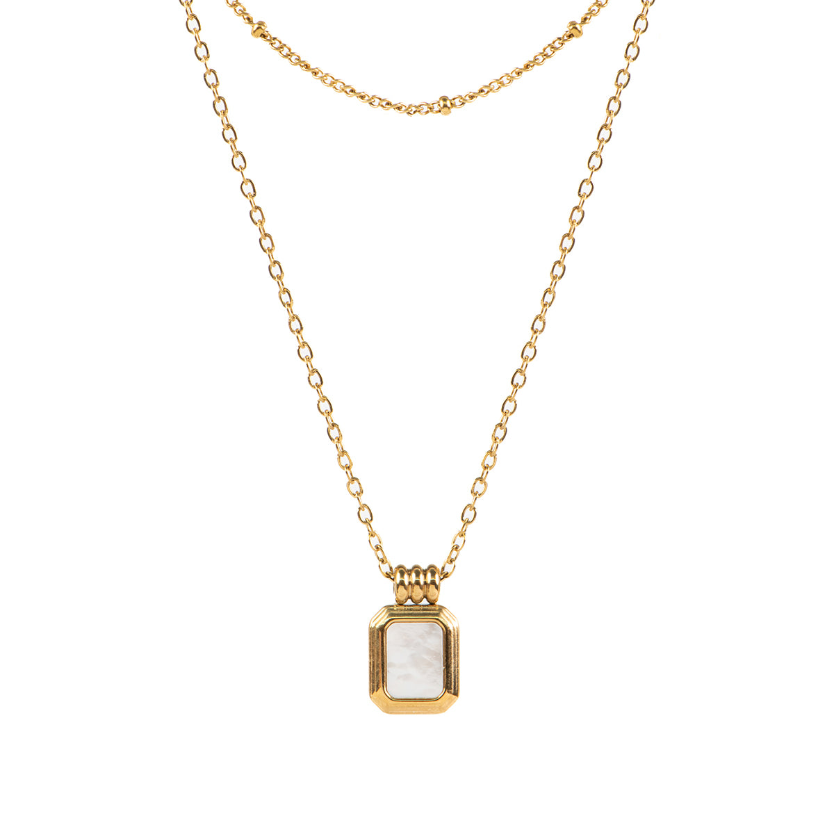 Collier court délicat double rang acier inoxydable or avec pendentif coquillage - Alice 4-2