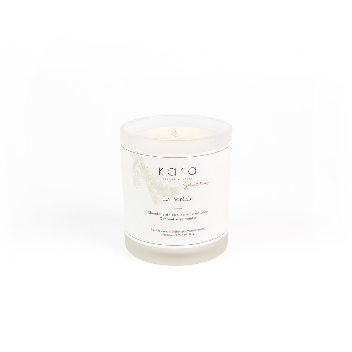 Chandelle de cire de noix de coco avec mèche de coton - La Boréale spéciale 10 ans-1