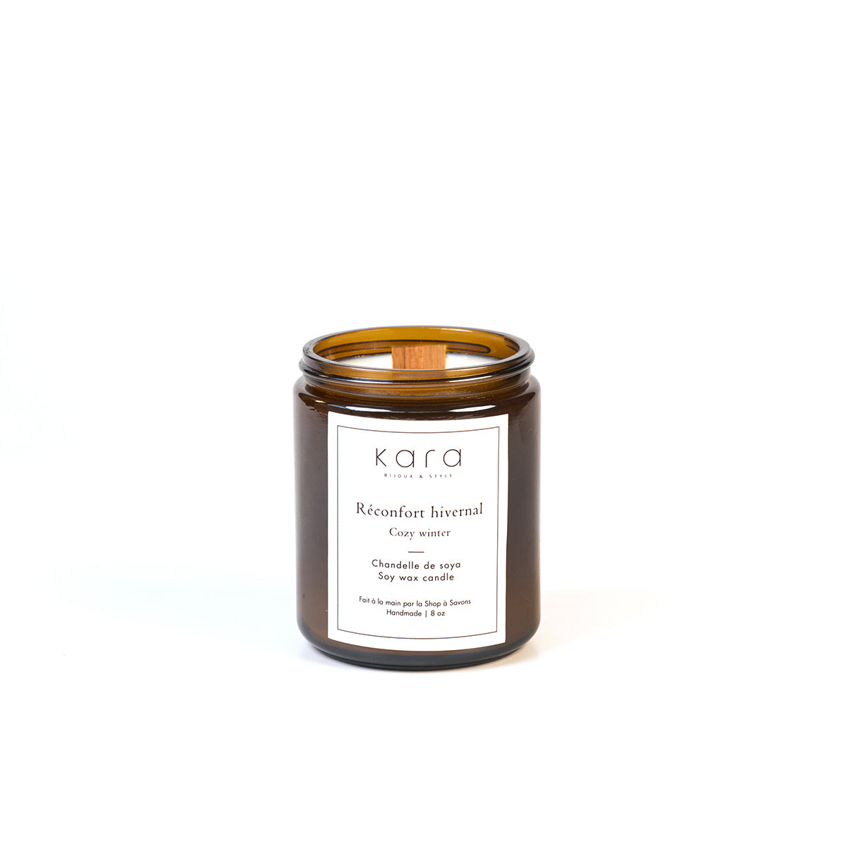 Chandelle de soya faite à la main avec mèche de bois - Réconfort hivernal-1