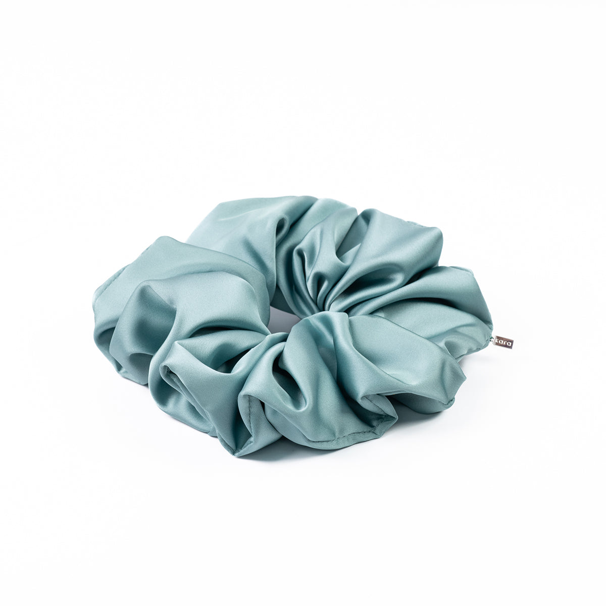 Accessoire à cheveux - chouchou grand satiné de couleur sarcelle ou aqua - Sabrina 1