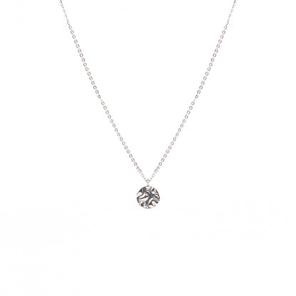 Collier court délicat acier inoxydable avec médaillon martelé - Alice 2 argent-1