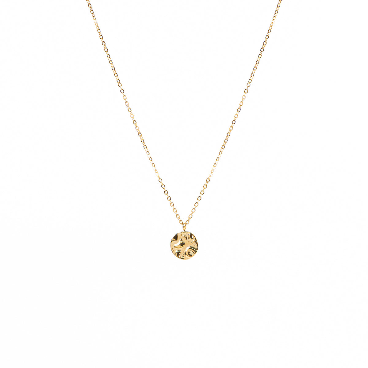 Collier court délicat acier inoxydable  or avec médaillon martelé - Alice 2 or-1