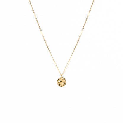 Collier court délicat acier inoxydable  or avec médaillon martelé - Alice 2 or-1