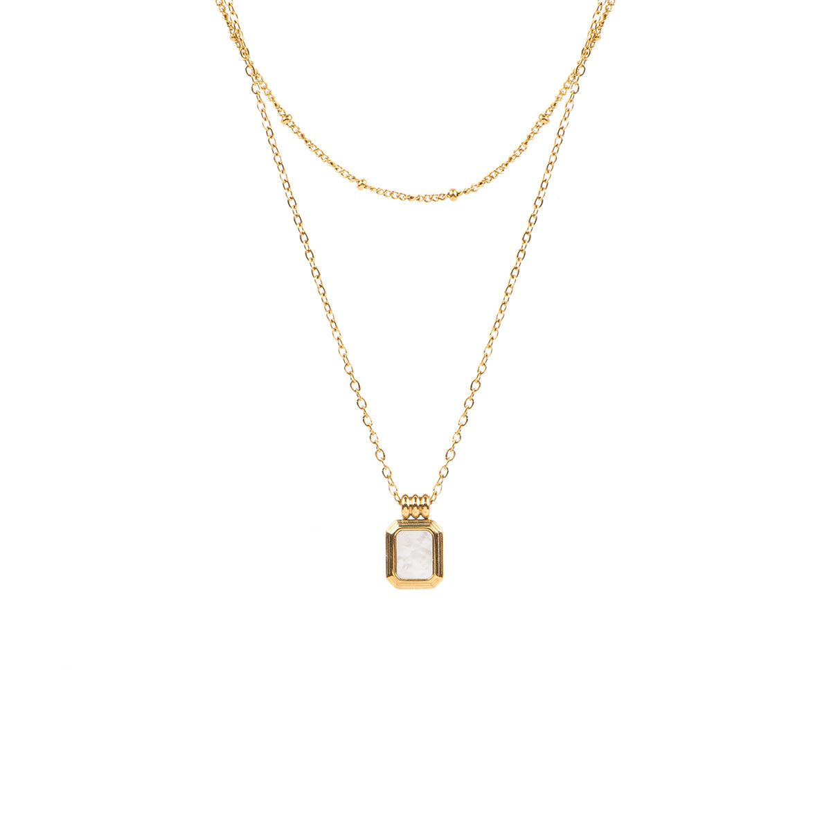 Collier court délicat double rang acier inoxydable or avec pendentif coquillage - Alice 4-1