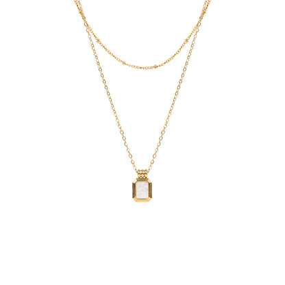 Collier court délicat double rang acier inoxydable or avec pendentif coquillage - Alice 4-1