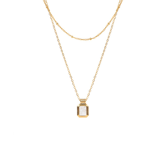 Collier court délicat double rang acier inoxydable or avec pendentif coquillage - Alice 4-1