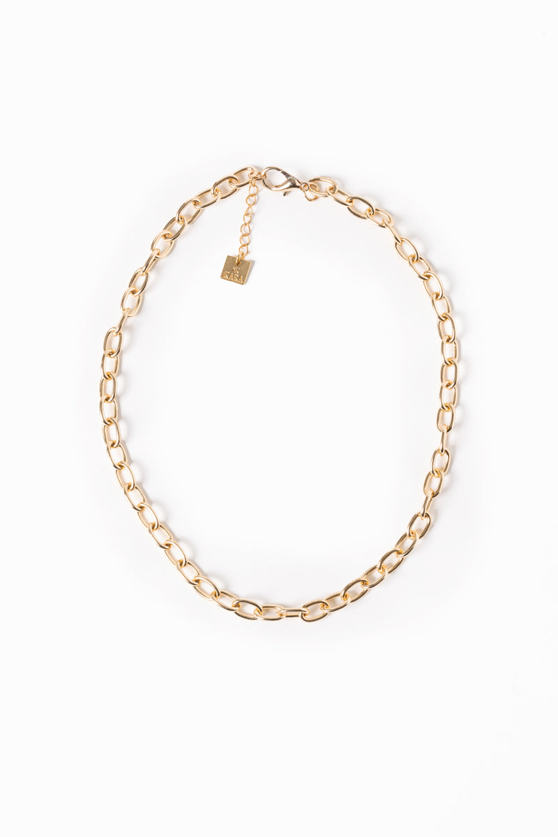 Collier  court plaqué or 14K grandes mailles ovales Daphnée 1-1