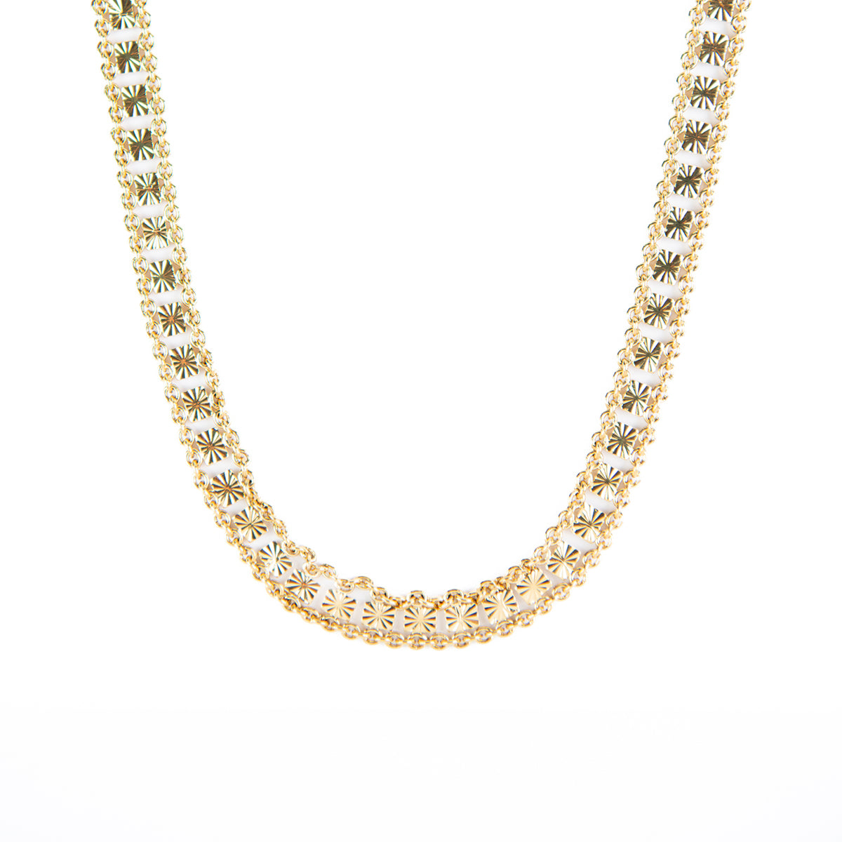 Collier court maximaliste glamour fait d'une chaîne large en acier inoxydable or - Diana 4-1