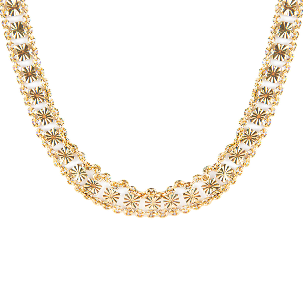 Collier court maximaliste glamour fait d'une chaîne large en acier inoxydable or - Diana 4-2