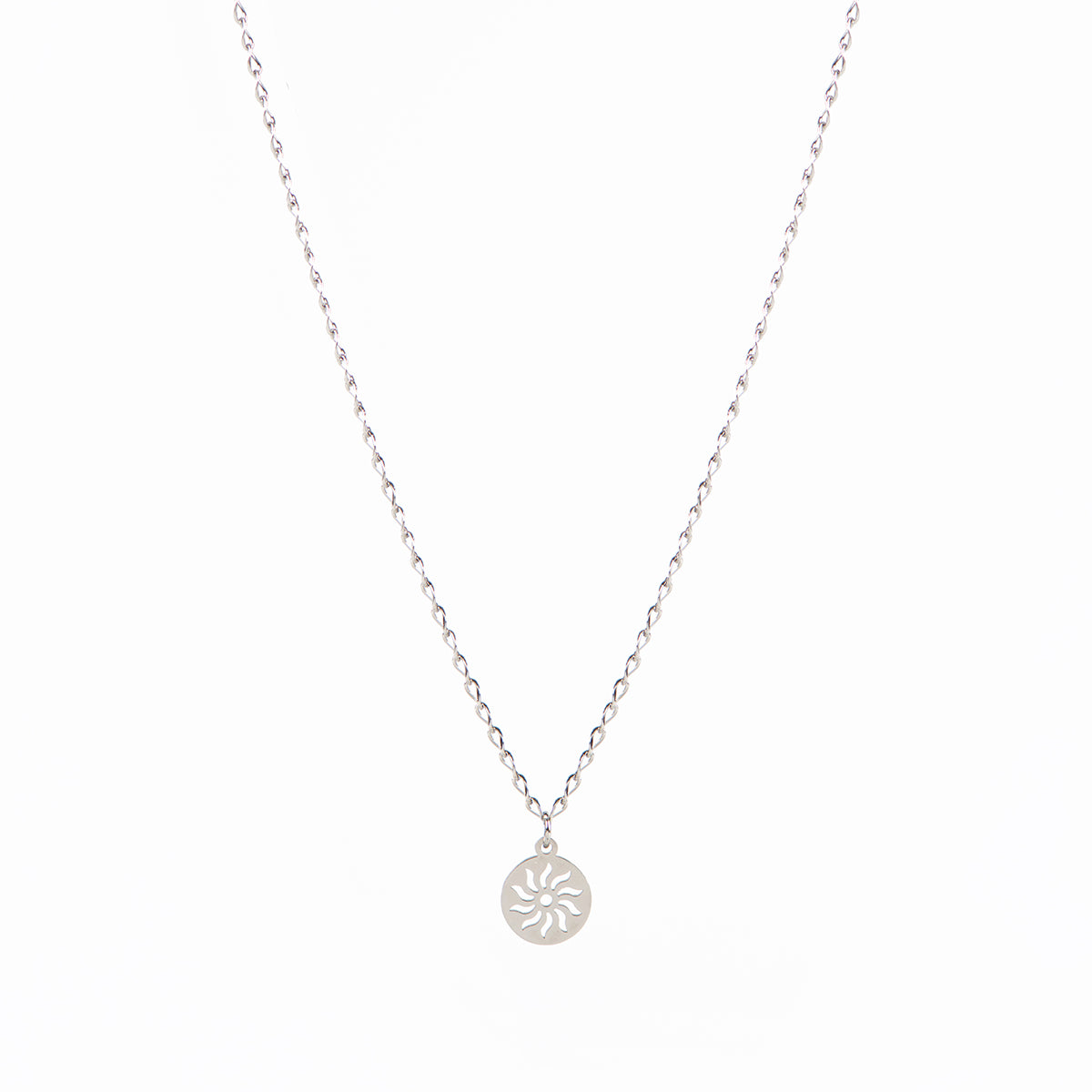 Collier en acier inoxydable pendentif soleil Ivy 2 argent - Kara Bijoux-1