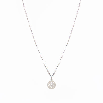 Collier en acier inoxydable pendentif soleil Ivy 2 argent - Kara Bijoux-1