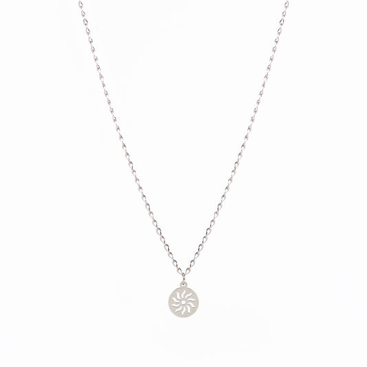 Collier en acier inoxydable pendentif soleil Ivy 2 argent - Kara Bijoux-1