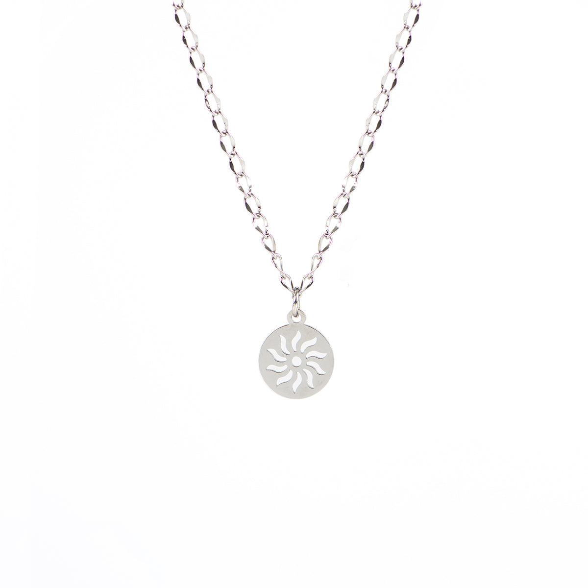 Collier en acier inoxydable pendentif soleil Ivy 2 argent - Kara Bijoux-2