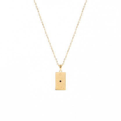 Collier court acier inoxydable or pendentif rectangulaire avec oeil et astres - Juliana 1-1