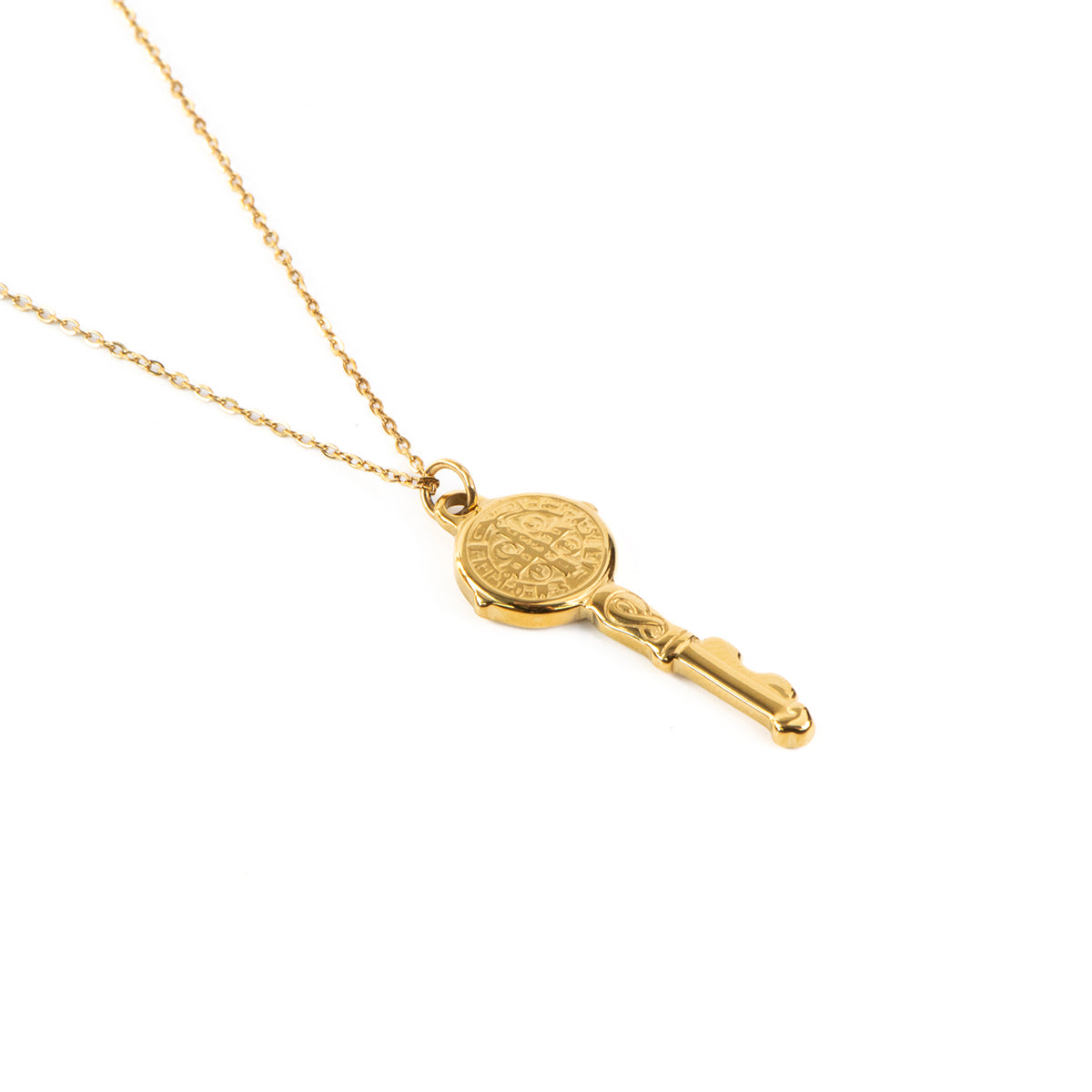 Collier délicat double rang acier inoxydable or avec pendentif clé - Juliana 4-4