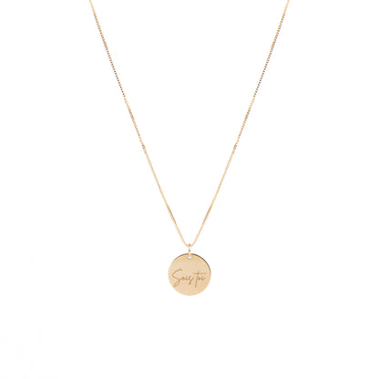 Collier délicat en or rempli 14K avec médaillon rond 15,9 mm gravé Sois toi - Kara 1-1