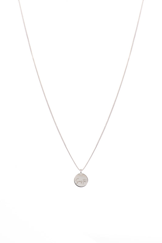 Collier délicat argent sterling .925 avec médaillon rond 12.7 mm gravé Sois toi - Kara 2-1