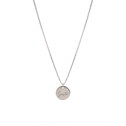 Collier acier inoxydable chaîne box médaillon 16 mm gravé Sois toi - Collection 10 ans-1