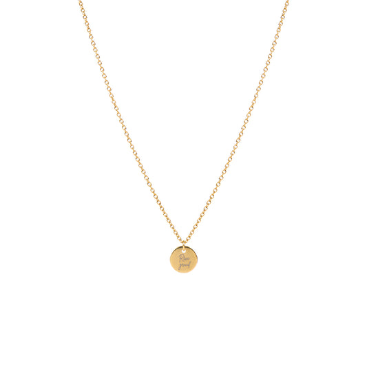Collier délicat acier inoxydable avec placage or médaillon 10 mm gravé Rêve grand - Collection 10 ans-1