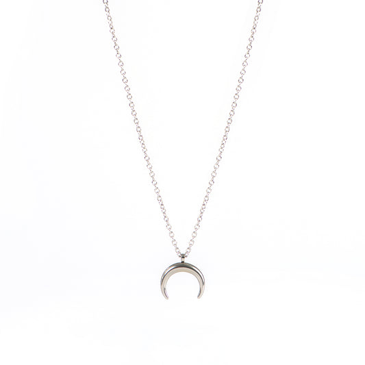 Collier délicat en acier inoxydable argent avec croissant de lune Keira 4 - Kara Bijoux-1
