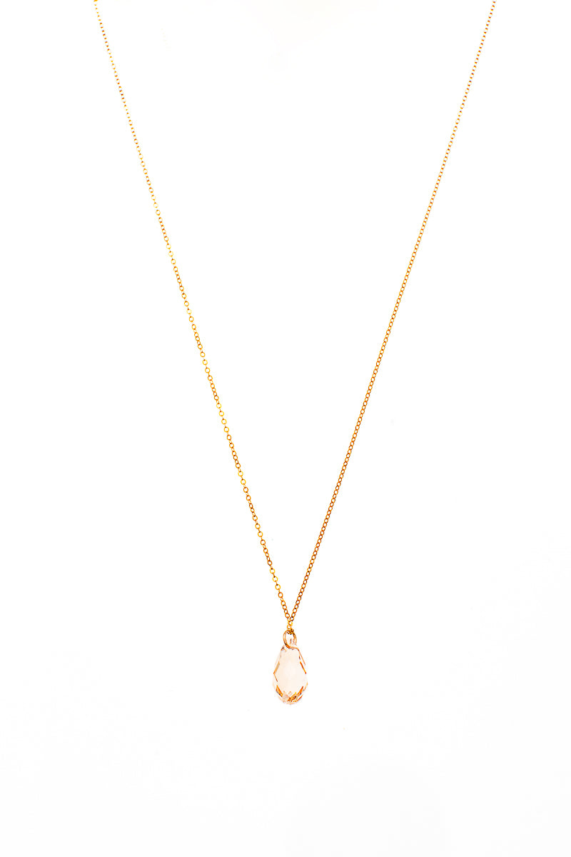 Collier délicat en or rempli 14K orné d'une goutte Swarovski dorée - Mal'Or 1