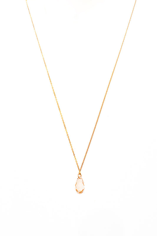 Collier délicat en or rempli 14K orné d'une goutte Swarovski dorée - Mal'Or 1