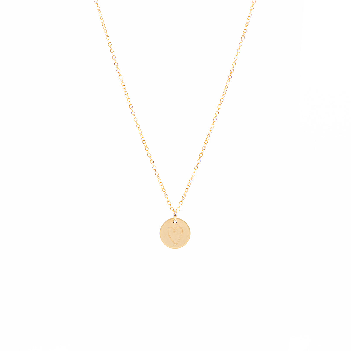 Collier délicat en or rempli 14K avec médaillon gravé Maman et un coeur -2