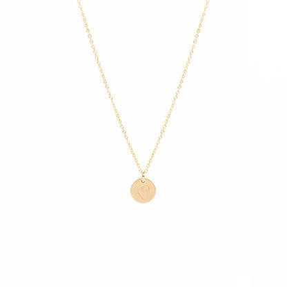 Collier délicat en or rempli 14K avec médaillon gravé Maman et un coeur -2