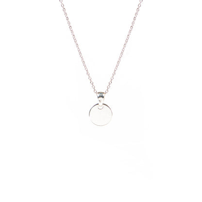 Collier délicat en argent sterling .925 fini rhodium avec médaillon épais gravé Mom - verso vierge-1