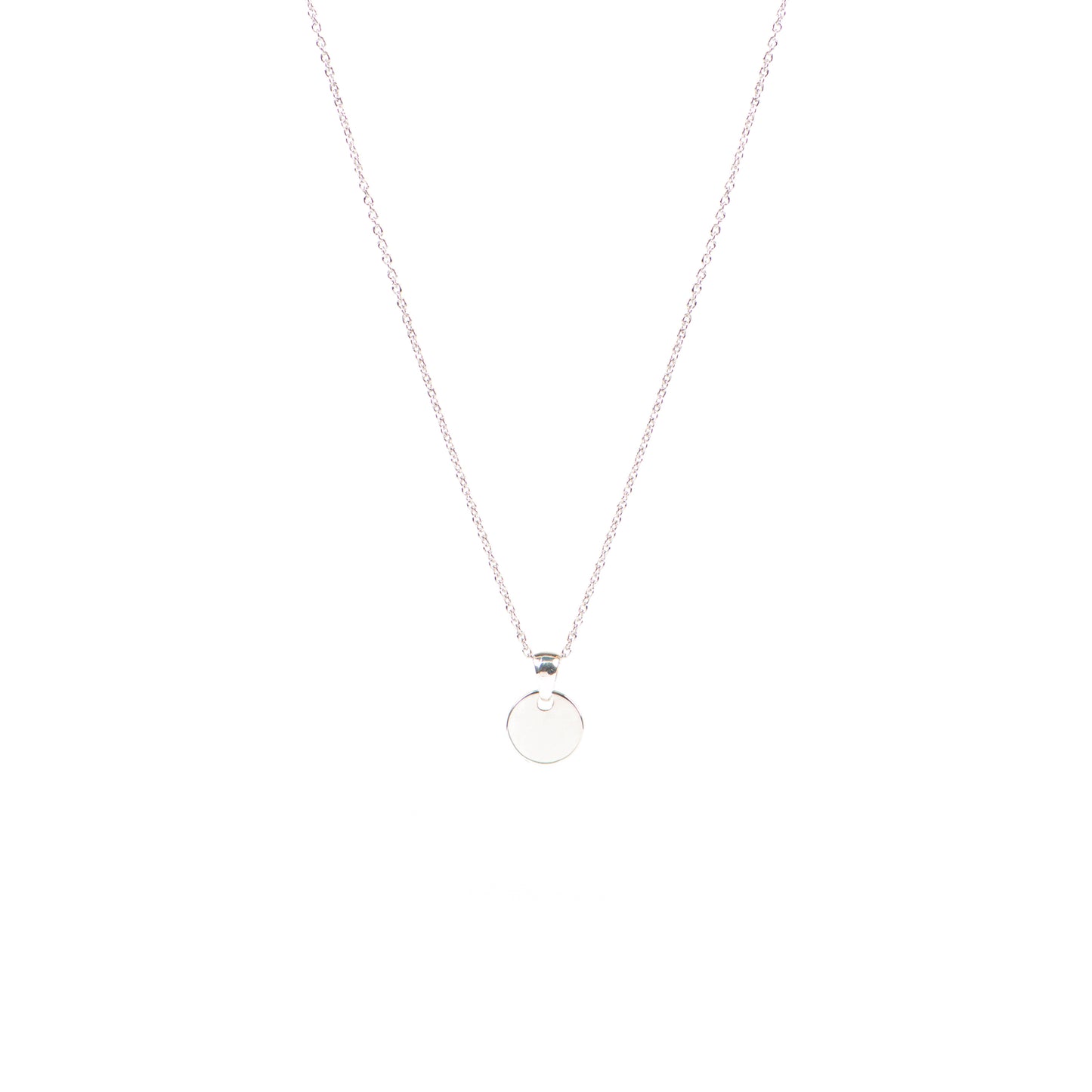 Collier délicat en argent sterling .925 fini rhodium avec médaillon épais gravé Mom - verso vierge-2