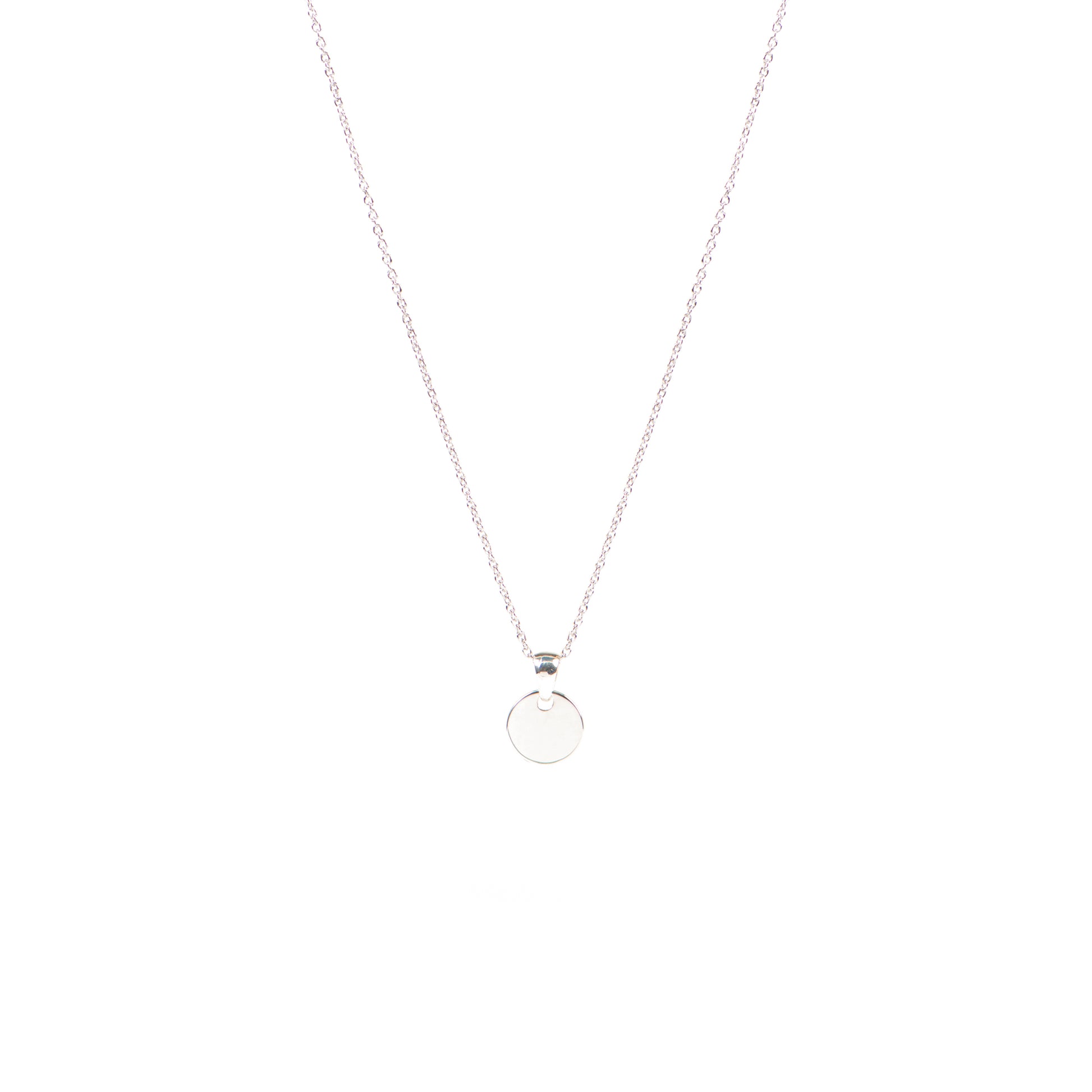 Collier délicat en argent sterling .925 fini rhodium avec médaillon épais gravé Mom - verso vierge-2