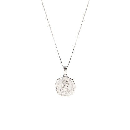 Collier délicat en argent sterling .925 et placage rhodium avec médaillon pièce de monnaie 2