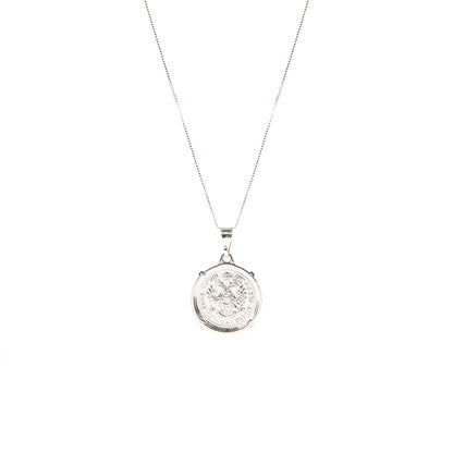 Collier délicat en argent sterling .925 et placage rhodium avec médaillon pièce de monnaie 3