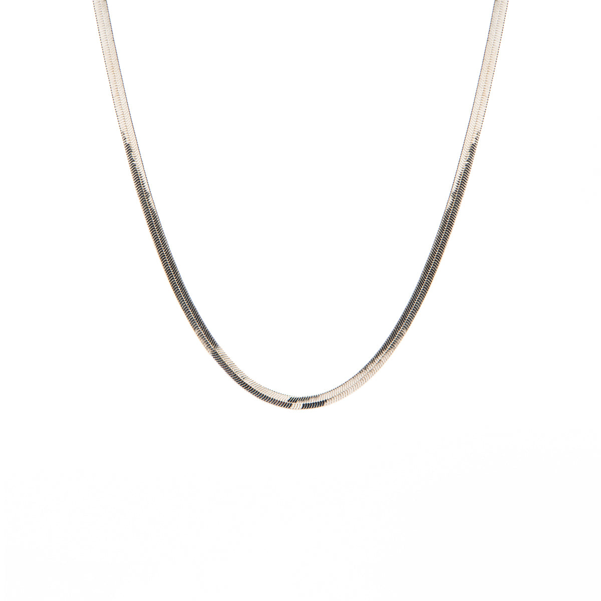 Collier court placage rhodium chaîne serpent plate effet chevron - Rachelle 7-1