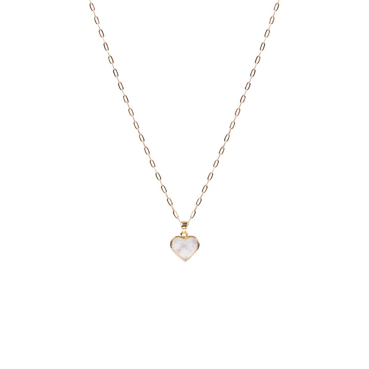 Collier court délicat plaqué or 14K avec breloque coeur en nacre été 2026 - Raphaëlle 1-1