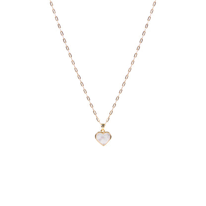 Collier court délicat plaqué or 14K avec breloque coeur en nacre été 2026 - Raphaëlle 1-1