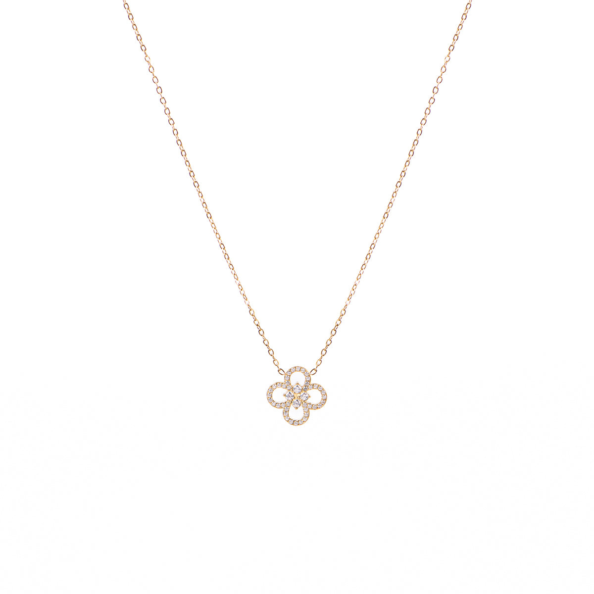 Collier délicat connecteur fleur avec zrcons acier inoxydable placage or - Raphaëlle 2-1