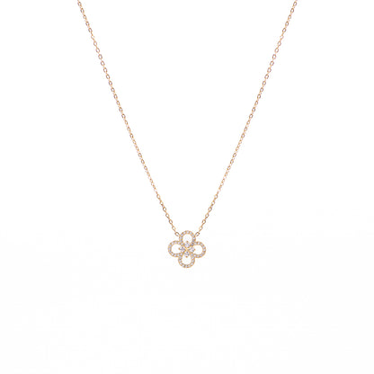 Collier délicat connecteur fleur avec zrcons acier inoxydable placage or - Raphaëlle 2-1