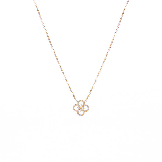 Collier délicat connecteur fleur avec zrcons acier inoxydable placage or - Raphaëlle 2-1