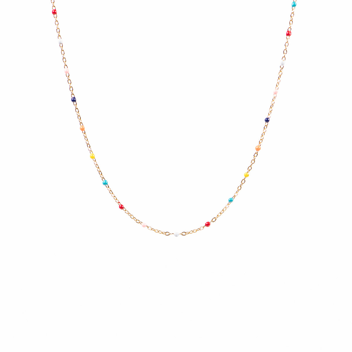 Collier délicat acier inoxydable plaqué or avec billes colorées multicolores - Sabrina 2