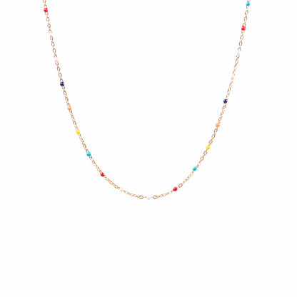 Collier délicat acier inoxydable plaqué or avec billes colorées multicolores - Sabrina 2