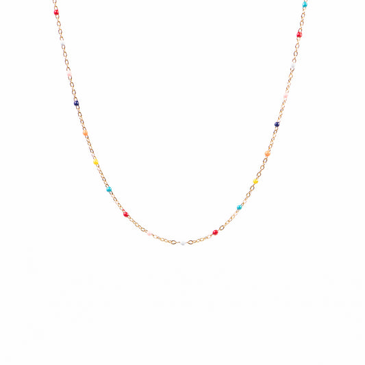 Collier délicat acier inoxydable plaqué or avec billes colorées multicolores - Sabrina 2