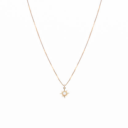 Collier délicat chaîne box or rempli 14K avec étoile-soleil opale créée en laboratoire- Sabrina 3-1