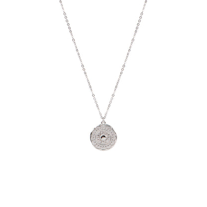 Collier court délicat pendentif rond fleur de tournesol acier inoxydable - Simone 1 argent-1