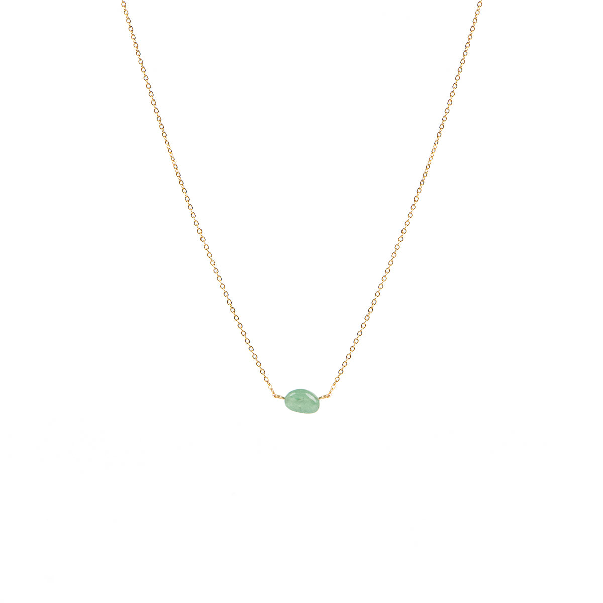 Collier court délicat en acier inoxydable or avec pierre verte aventurine - Simone 2-1